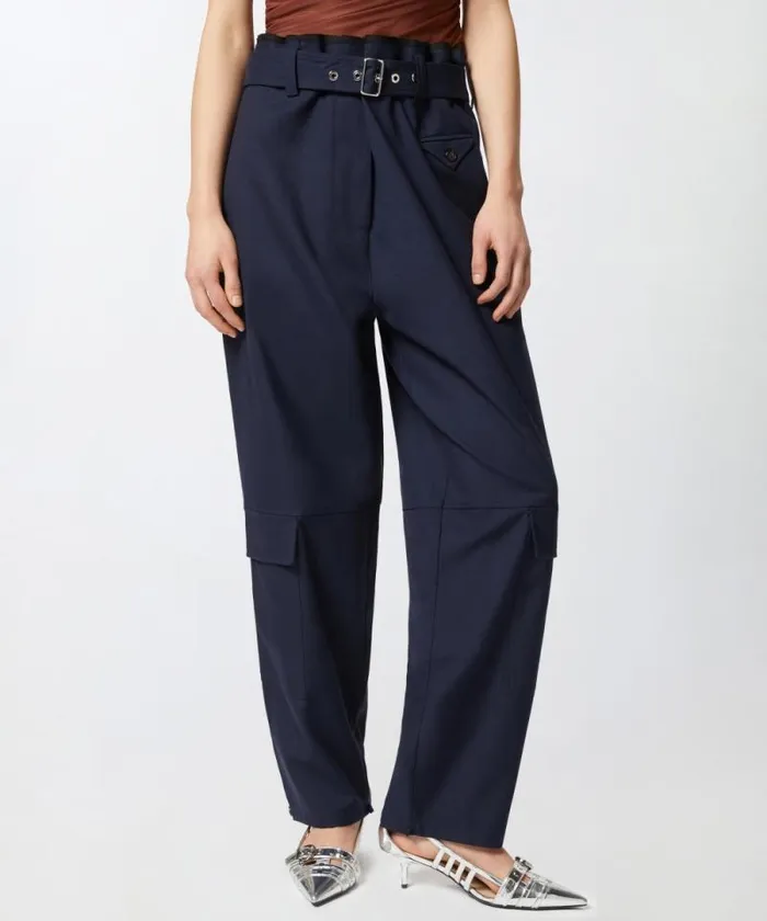 Women Trousers Pinko Cargo Trousers With Matching Belt Gloomy Blue Women Trousers Pinko Cargo Trousers With Matching Belt Gloomy Blue
