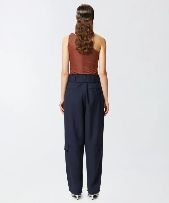Women Trousers Pinko Cargo Trousers With Matching Belt Gloomy Blue Women Trousers Pinko Cargo Trousers With Matching Belt Gloomy Blue