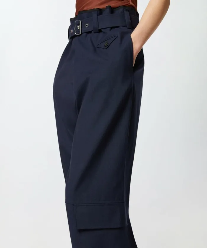 Women Trousers Pinko Cargo Trousers With Matching Belt Gloomy Blue Women Trousers Pinko Cargo Trousers With Matching Belt Gloomy Blue