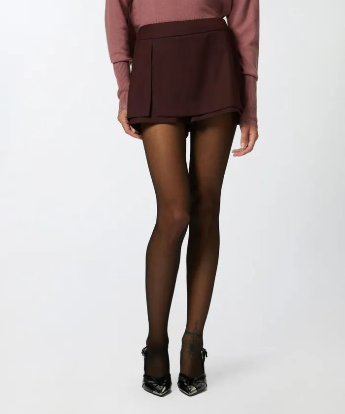 Women Trousers Pinko Flannel Mini Skirteffect Shorts Intense Burgundy Women Trousers Pinko Flannel Mini Skirteffect Shorts Intense Burgundy