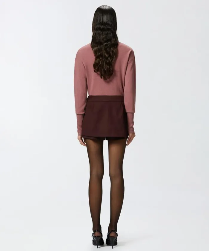 Women Trousers Pinko Flannel Mini Skirteffect Shorts Intense Burgundy Women Trousers Pinko Flannel Mini Skirteffect Shorts Intense Burgundy
