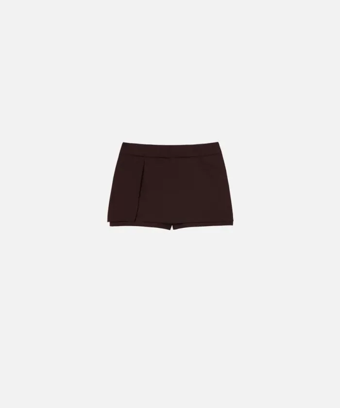 Women Trousers Pinko Flannel Mini Skirteffect Shorts Intense Burgundy Women Trousers Pinko Flannel Mini Skirteffect Shorts Intense Burgundy