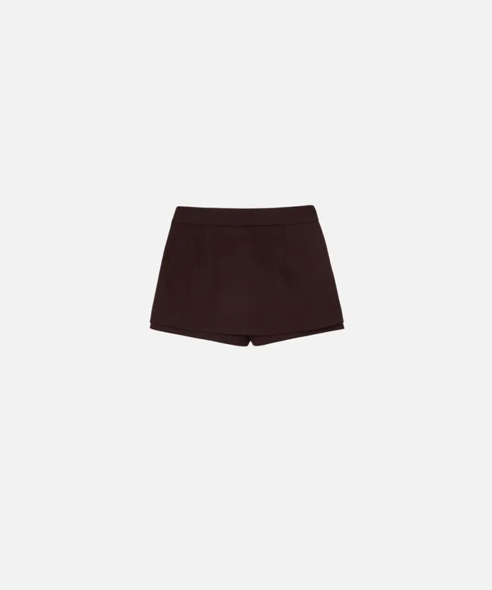 Women Trousers Pinko Flannel Mini Skirteffect Shorts Intense Burgundy Women Trousers Pinko Flannel Mini Skirteffect Shorts Intense Burgundy