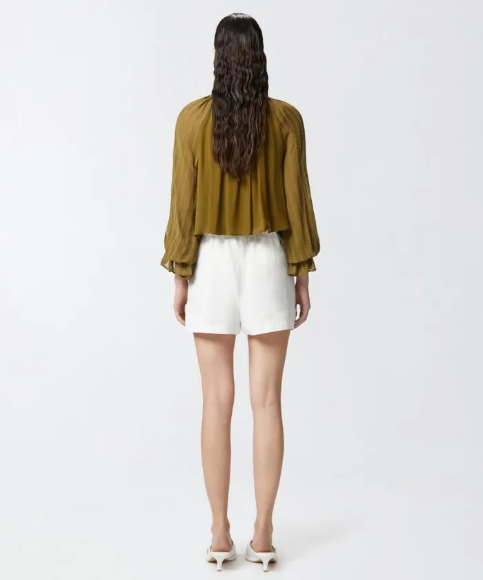 Women Trousers Pinko Lightweight Linen And Viscose Shorts Snow White Women Trousers Pinko Lightweight Linen And Viscose Shorts Snow White