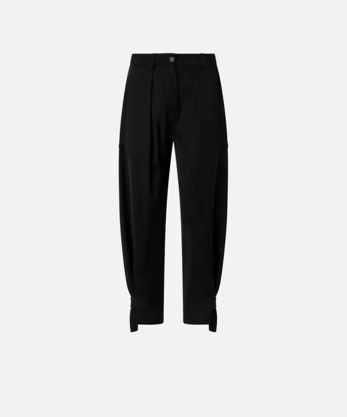 Women Trousers Pinko PPants Trousers In Matte Satin With Button At The Bottom Limo Black Women Trousers Pinko PPants Trousers In Matte Satin With Button At The Bottom Limo Black