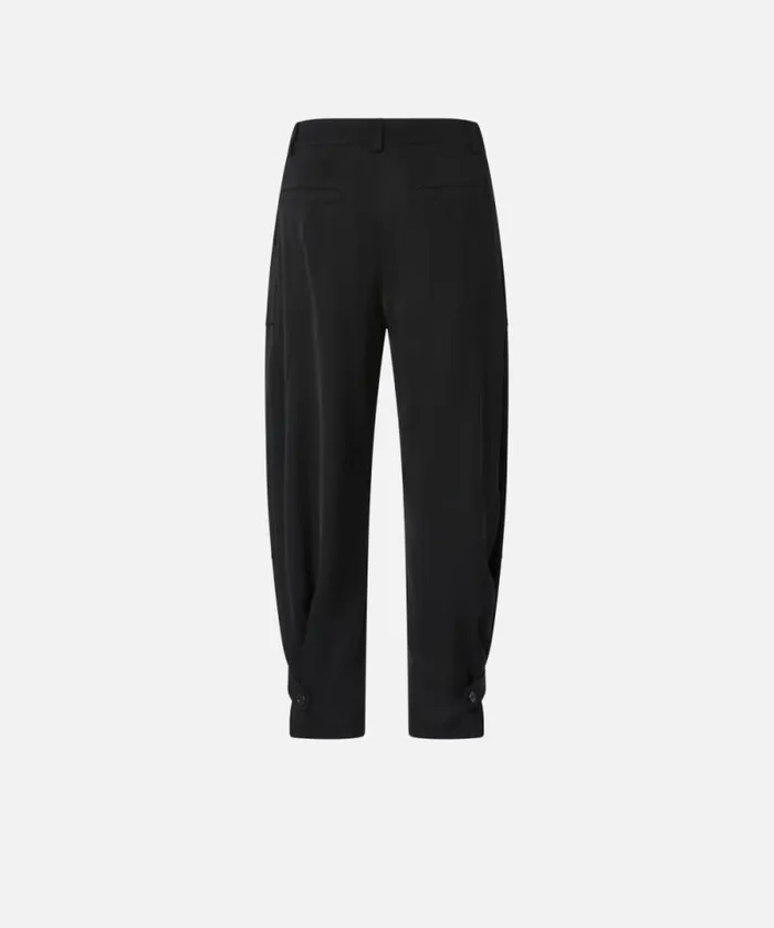Women Trousers Pinko PPants Trousers In Matte Satin With Button At The Bottom Limo Black Women Trousers Pinko PPants Trousers In Matte Satin With Button At The Bottom Limo Black