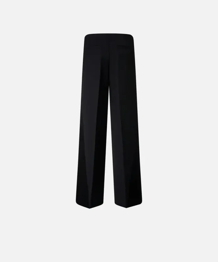 Women Trousers Pinko Palazzo Trousers With Satin Inserts Limo Black Women Trousers Pinko Palazzo Trousers With Satin Inserts Limo Black