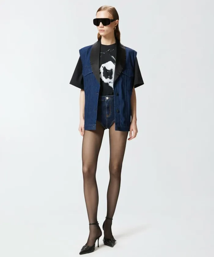 Women Trousers Pinko Slimfit Dark Denim Shorts Rinse Wash