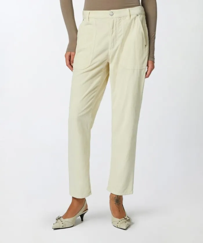 Women Trousers Pinko Striped Velvet Chinos Milk White Women Trousers Pinko Striped Velvet Chinos Milk White