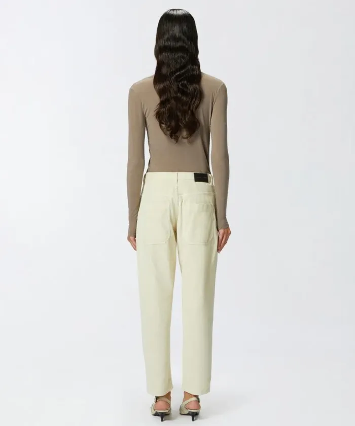 Women Trousers Pinko Striped Velvet Chinos Milk White Women Trousers Pinko Striped Velvet Chinos Milk White