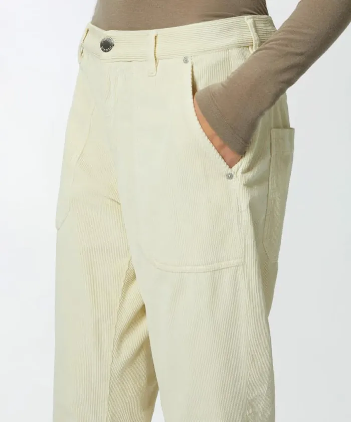 Women Trousers Pinko Striped Velvet Chinos Milk White Women Trousers Pinko Striped Velvet Chinos Milk White