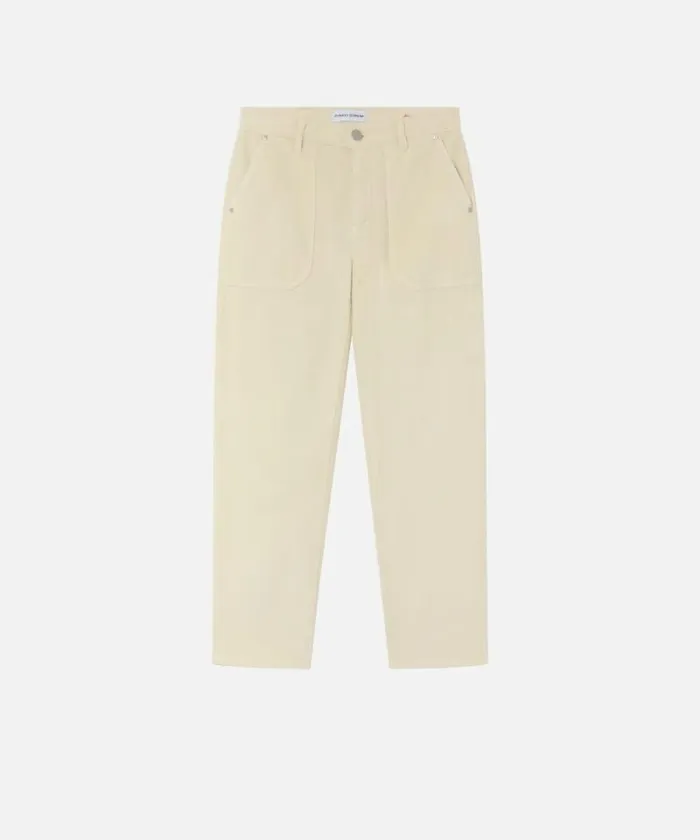 Women Trousers Pinko Striped Velvet Chinos Milk White Women Trousers Pinko Striped Velvet Chinos Milk White