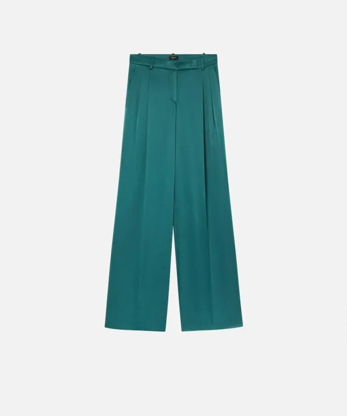 Women Trousers Pinko Tailored Satin Trousers Dark Bottle Green Women Trousers Pinko Tailored Satin Trousers Dark Bottle Green