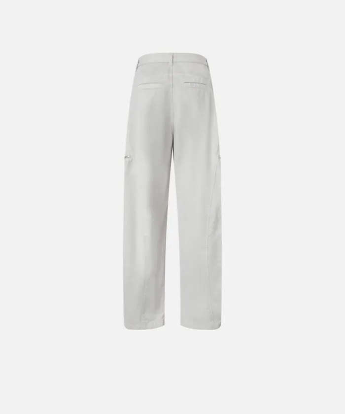 Women Trousers Pinko Wide Cotton Trousers With Zip Pearl Grey Women Trousers Pinko Wide Cotton Trousers With Zip Pearl Grey