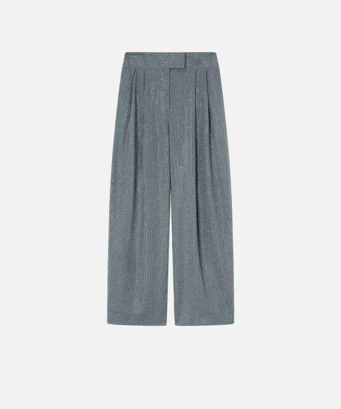 Women Trousers Pinko Wideleg Trousers With Rhinestones Grey 8211 Ebony Women Trousers Pinko Wideleg Trousers With Rhinestones Grey 8211 Ebony