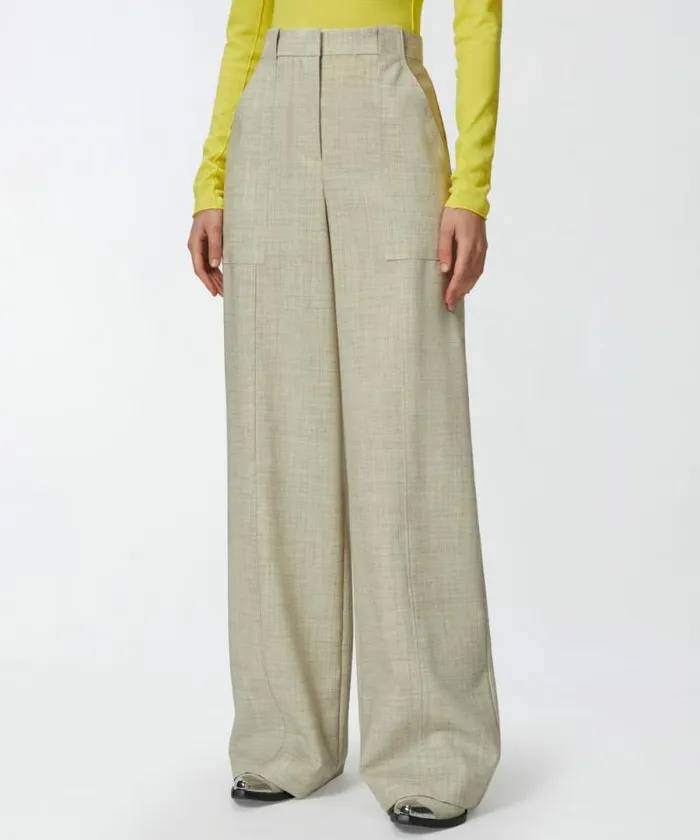 Women Trousers Pinko Wideleg Trousers With Utility Pockets Light Grey Green Women Trousers Pinko Wideleg Trousers With Utility Pockets Light Grey Green