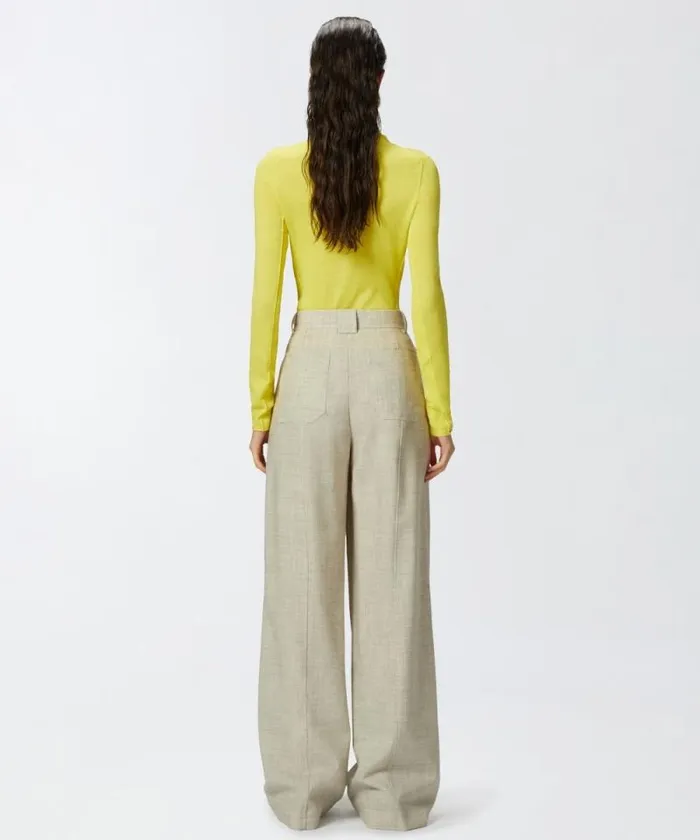 Women Trousers Pinko Wideleg Trousers With Utility Pockets Light Grey Green Women Trousers Pinko Wideleg Trousers With Utility Pockets Light Grey Green