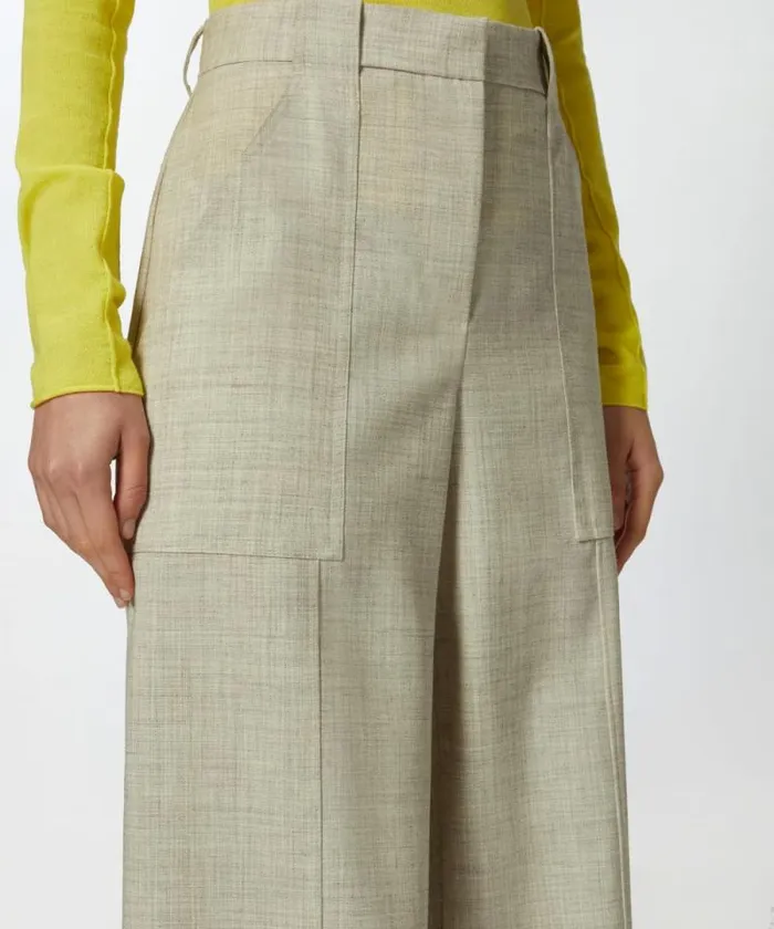Women Trousers Pinko Wideleg Trousers With Utility Pockets Light Grey Green Women Trousers Pinko Wideleg Trousers With Utility Pockets Light Grey Green