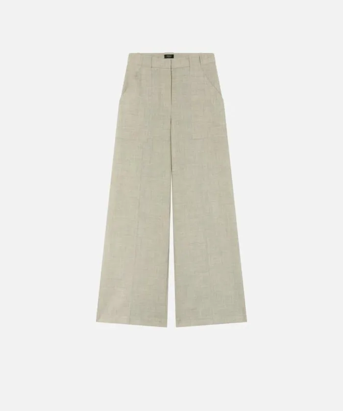 Women Trousers Pinko Wideleg Trousers With Utility Pockets Light Grey Green Women Trousers Pinko Wideleg Trousers With Utility Pockets Light Grey Green