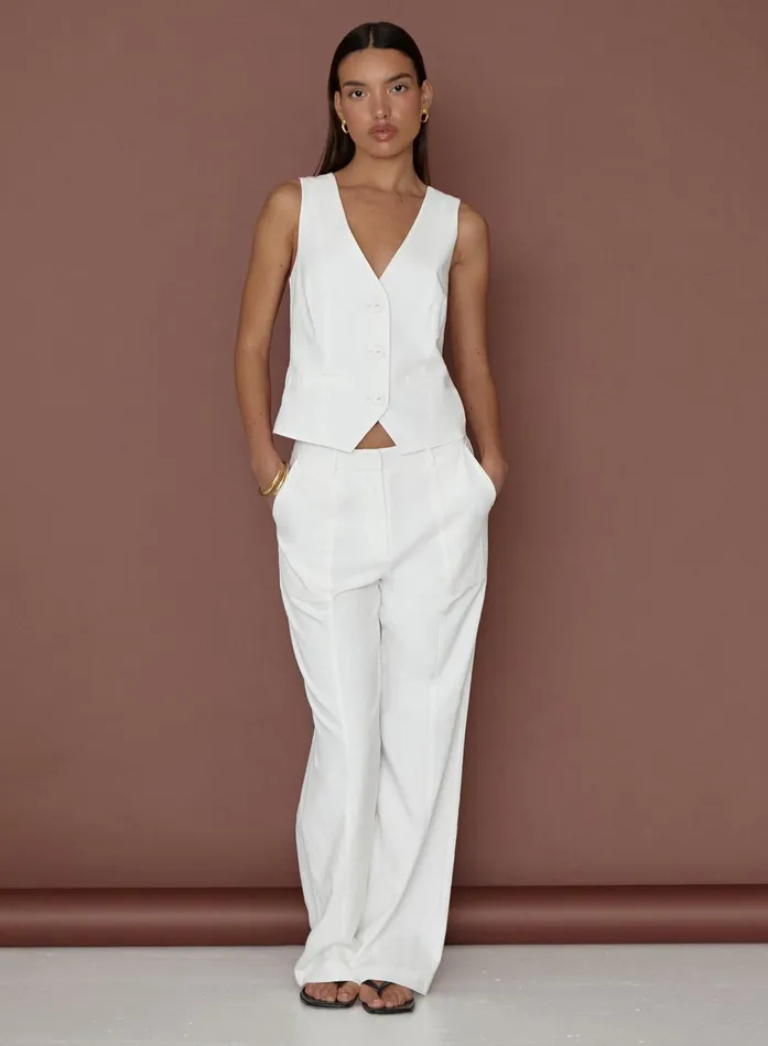 Women White Linen Cross Back Waistcoat Tilde 4th and Reckless Tops