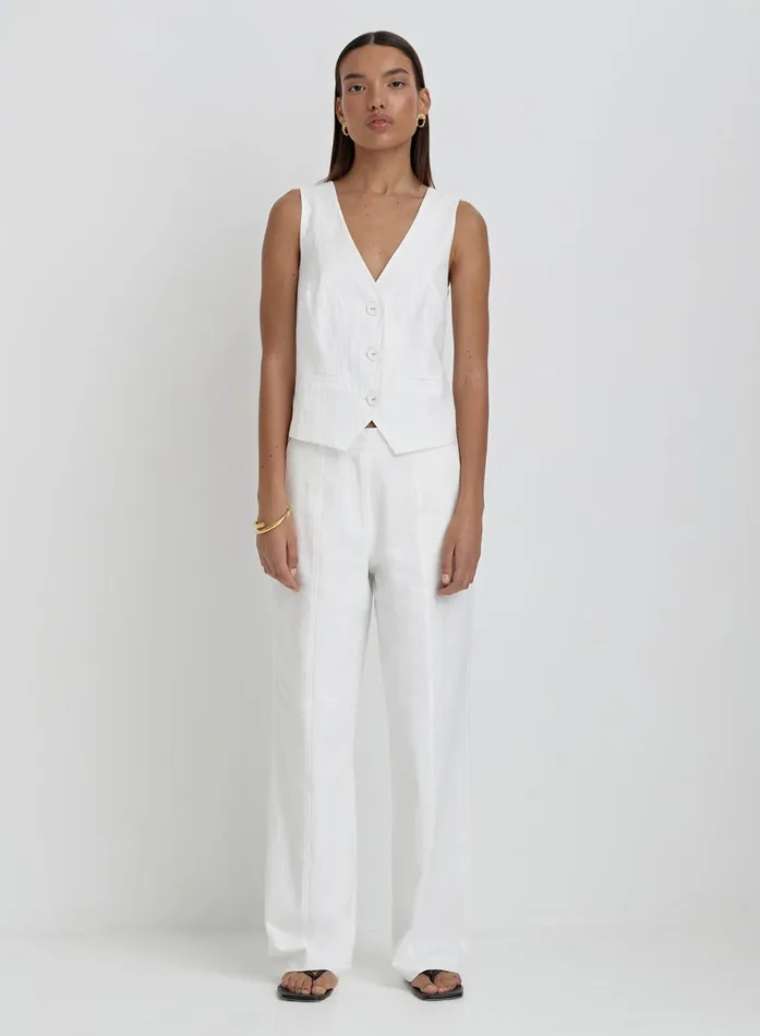 Women White Linen Cross Back Waistcoat Tilde 4th and Reckless Tops