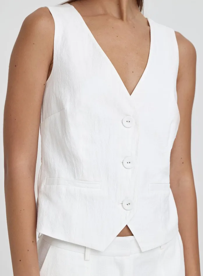 Women White Linen Cross Back Waistcoat Tilde 4th and Reckless Tops