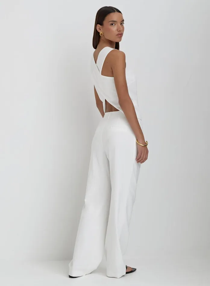 Women White Linen Cross Back Waistcoat Tilde 4th and Reckless Tops