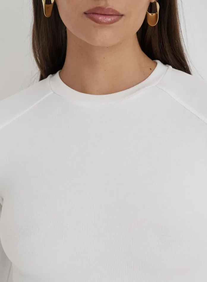 Women White Long Sleeve Jersey Top Hailee 4th and Reckless Athleisure