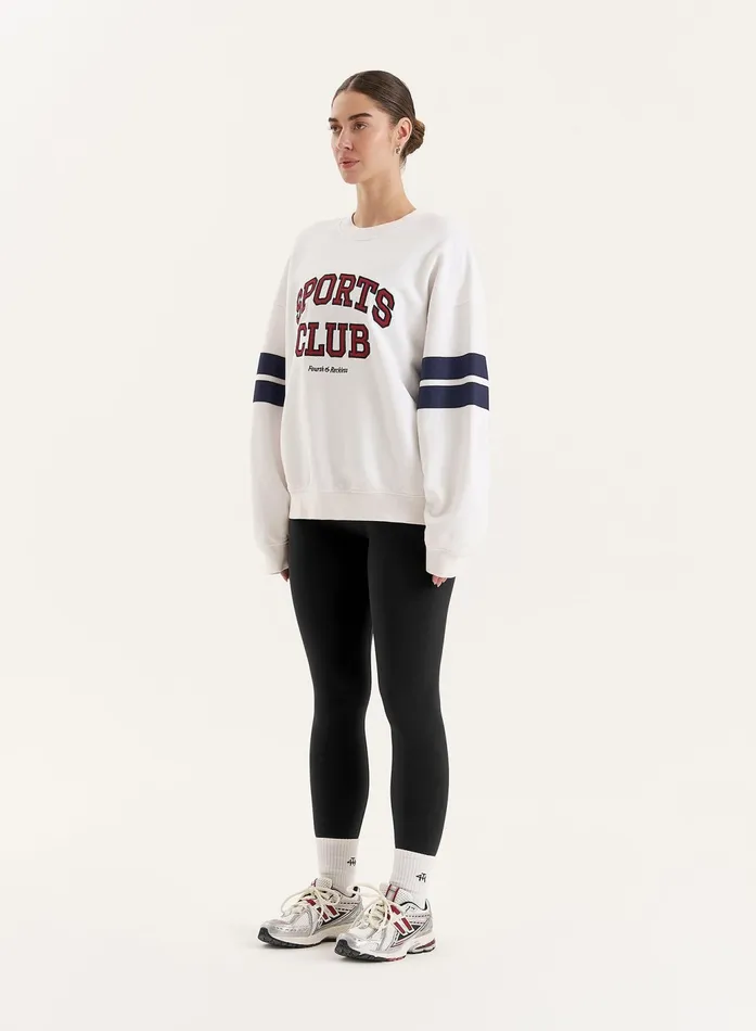 Women White Sports Club Slogan Oversized Sweatshirt Stella 4th and Reckless Hoodies and Sweatshirts