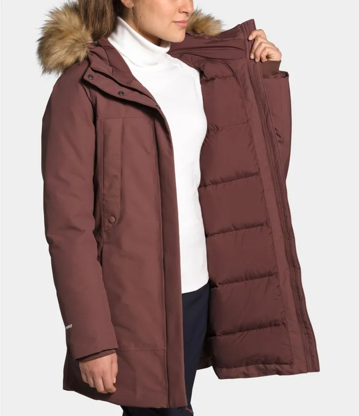 Womens NEW OUTERBOROUGHS PARKA Marron Purple The North Face Insulated and Down Jackets
