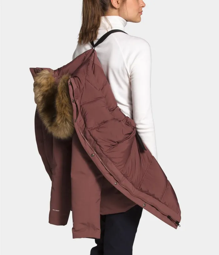 Womens NEW OUTERBOROUGHS PARKA Marron Purple The North Face Insulated and Down Jackets