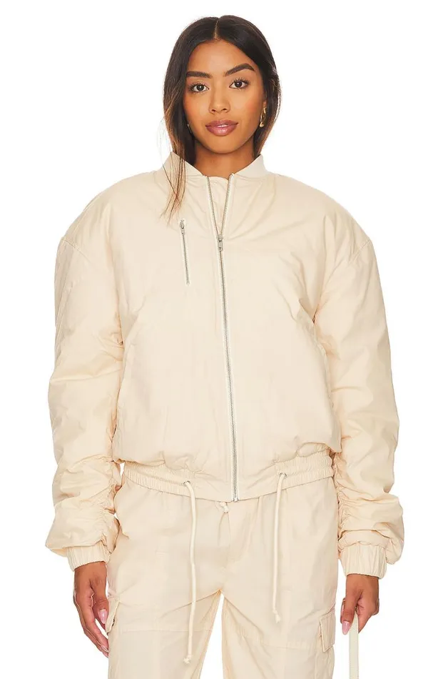 X Lindsi Lane Wren Bomber Jacket Macadamia Neutral Women Lovers and Friends Jackets and Coats