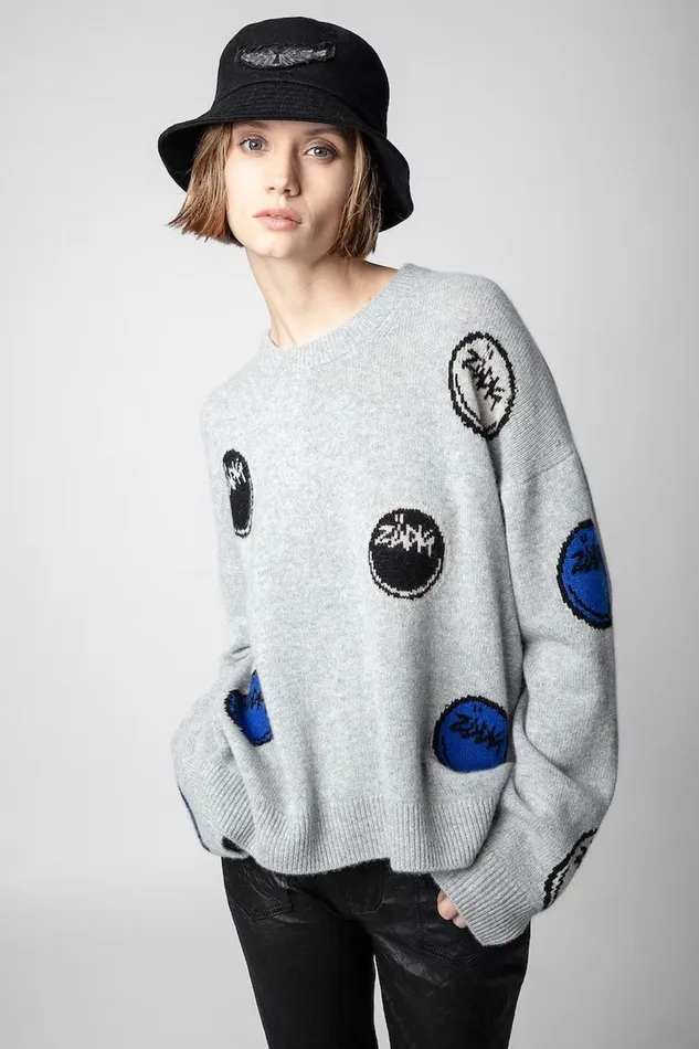 Zadig and Voltaire Sweaters and Knitwear MARKUS HAPPY SWEATER GREY 8211 Women