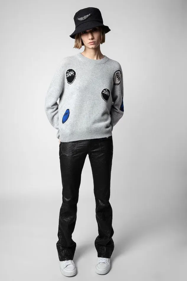 Zadig and Voltaire Sweaters and Knitwear MARKUS HAPPY SWEATER GREY 8211 Women Zadig and Voltaire Sweaters and Knitwear MARKUS HAPPY SWEATER GREY 8211 Women